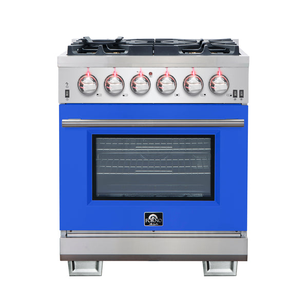 Forno Capriasca 30-Inch Freestanding Gas Range, 4 Burners, True Convection Oven