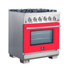 Forno Capriasca 30-Inch Freestanding Gas Range, 4 Burners, True Convection Oven