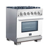 Forno Capriasca 30-Inch Freestanding Gas Range, 4 Burners, True Convection Oven