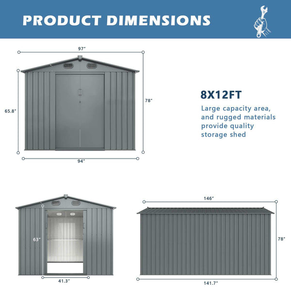 Metal Storage Shed 8'x12'