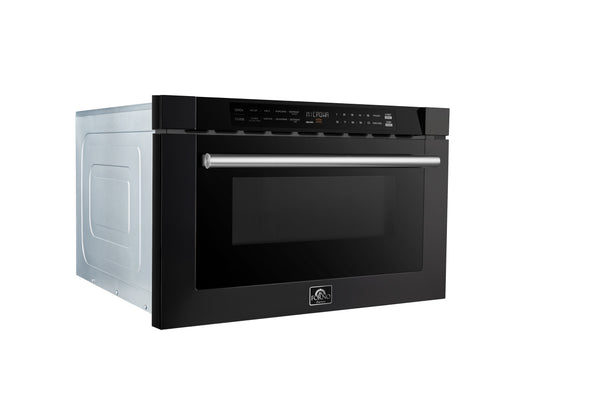 Forno Capoliveri Espresso 24-Inch Microwave Drawer, Black, 1.2 cu.ft, 1500 Watts, Built-In, Touch Control LCD Display, Auto-Touch Open/Close, 11 Power Levels, Sensor Cooking