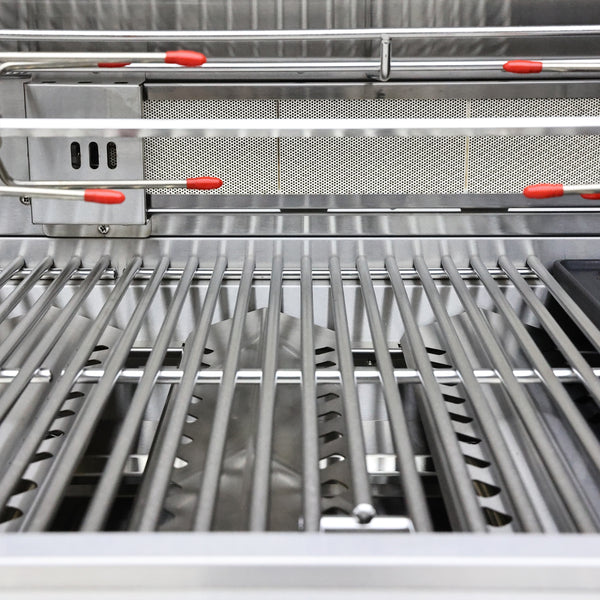 FORNO Bulnes 40-Inch BBQ, 95,000 BTU, 5 Burners, Sear & Rotisserie Infrared with Side Burner, Stainless Steel Outdoor Kitchen with 1.8 cu.ft. Beverage Center & Black Granite Countertops