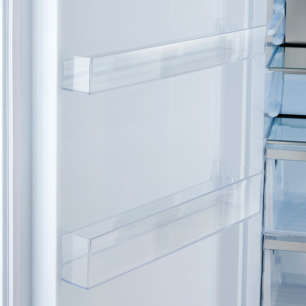 Forno Maderno 28-Inch Convertible Upright Freezer/Refrigerator in White with Antique Brass Handle, 13.6 cu.ft., Left Swing