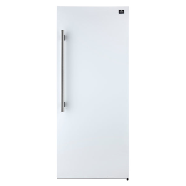 Forno Maderno 28-Inch Convertible Freezer/Refrigerator in White with Antique Brass Handle, 13.6 cu.ft. Right Swing