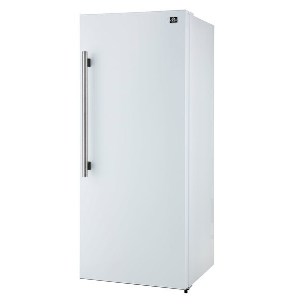 Forno Maderno 28-Inch Convertible Freezer/Refrigerator in White with Antique Brass Handle, 13.6 cu.ft. Right Swing