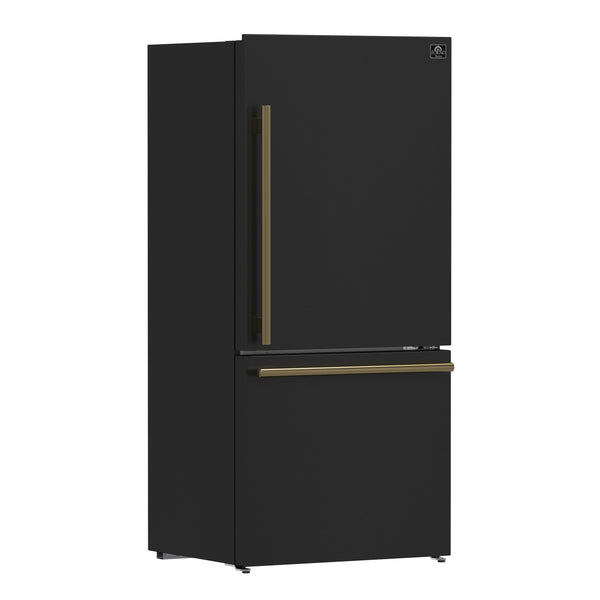 Forno Milano Espresso 31-Inch Bottom Freezer Refrigerator, Black, 17.2 cu.ft Capacity, Energy Efficient