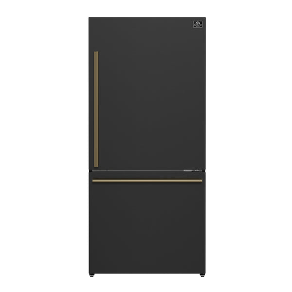 Forno Milano Espresso 31-Inch Bottom Freezer Refrigerator, Black, 17.2 cu.ft Capacity, Energy Efficient