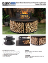38 Inch Diameter Outdoor Steel Wood Burning Fire Pit with Log Storage, Poker and Screen Lid