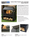 36 Inch Rectangular Outdoor Steel Wood Burning Fireplace with Log Storage Compartment and Poker