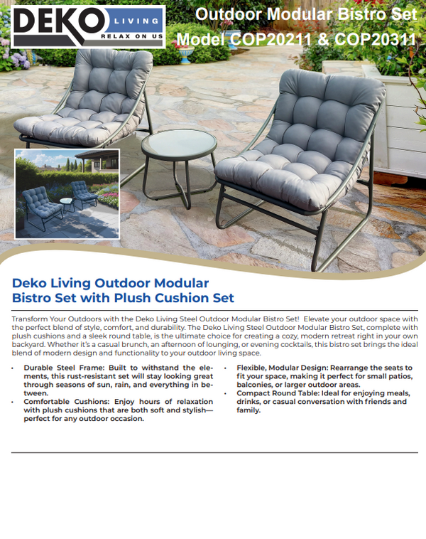 Outdoor Modular Bistro Set with Beige Cushion Set