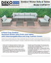 8 Piece Gray Outdoor Sectional Wicker Sofa Chairs and Tables  with Interchangable Blue and Gray Cushion Covers