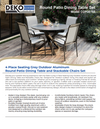 4 Place Seating   Grey Outdoor Aluminum Round Patio Dining Table and Stackable Chairs Set