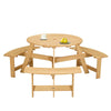 Wooden Round Picnic Table For 6 person 01