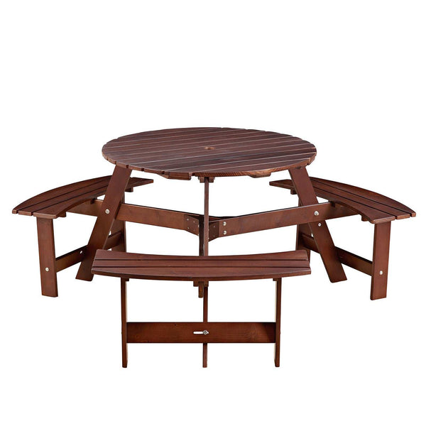 Wooden round Picnic Table 6 person main 01