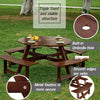 Natural Wooden Round Picnic Table For 8 person 02