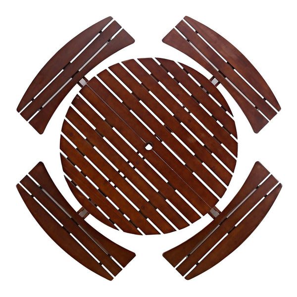 Natural Wooden Round Picnic Table For 8 person 04