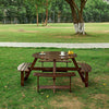Natural Wooden Round Picnic Table For 8 person 05