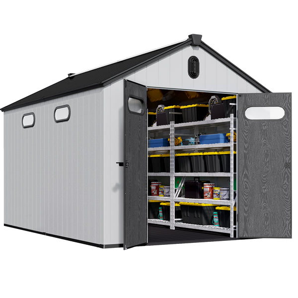 8x12 ft Outdoor Resin Storage Shed with Floor