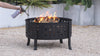 27 Inch Round Outdoor Steel Wood Burning Fire Pit with Cooking Grill and Spark Screen