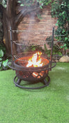33 Inch Diameter Outdoor Steel Wood Burning Fire Pit with 2 Cooking Grills, Rotisserie and Poker