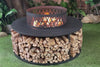 38 Inch Diameter Outdoor Steel Wood Burning Fire Pit with Log Storage, Poker and Screen Lid