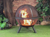 34 Inch Diameter Outdoor Steel Wood Burning Sphere Fire Pit with Screen Lid and Poker
