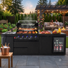 Cherylife 101-Inch 6-Burner 85,000 BTU Propane Gas Grill Island – Outdoor Kitchen with Wine Cooler, Refrigerator, Rotisserie, Marble Countertops & Sink