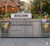 Cherylife 85-Inch 6-Burner 85,000 BTU Gas Grill Island – Outdoor Kitchen with Wine Cooler, Refrigerator, Rotisserie, Granite Countertops & Storage