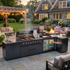 Cherylife 157-Inch 6-Burner 96,000 BTU Gas Grill Island – Outdoor Kitchen with Wine Cooler, Refrigerator, Rotisserie, Granite Countertops & Storage