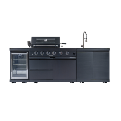CheryLife 98-Inch 4-Burner Outdoor Gas Grill Island w/ Fridge & Sink