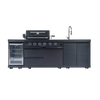 Cherylife S00019 NG 85-Inch 4-Burner 72,000 BTU Natural Gas Grill Island – Outdoor Kitchen with Refrigerator, Wine Cooler, Rotisserie & Granite Countertops