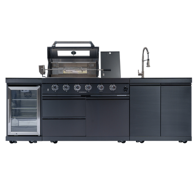 CheryLife 98-Inch 4-Burner Outdoor Gas Grill Island w/ Fridge & Sink