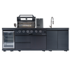Cherylife S00019 NG 85-Inch 4-Burner 72,000 BTU Natural Gas Grill Island – Outdoor Kitchen with Refrigerator, Wine Cooler, Rotisserie & Granite Countertops
