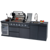 Cherylife S00019 NG 85-Inch 4-Burner 72,000 BTU Natural Gas Grill Island – Outdoor Kitchen with Refrigerator, Wine Cooler, Rotisserie & Granite Countertops