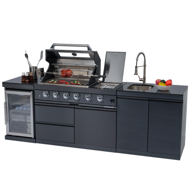 CheryLife 98-Inch 4-Burner Outdoor Gas Grill Island w/ Fridge & Sink