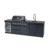 Cherylife S00019 NG 85-Inch 4-Burner 72,000 BTU Natural Gas Grill Island – Outdoor Kitchen with Refrigerator, Wine Cooler, Rotisserie & Granite Countertops
