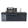 Cherylife S00019 NG 85-Inch 4-Burner 72,000 BTU Natural Gas Grill Island – Outdoor Kitchen with Refrigerator, Wine Cooler, Rotisserie & Granite Countertops