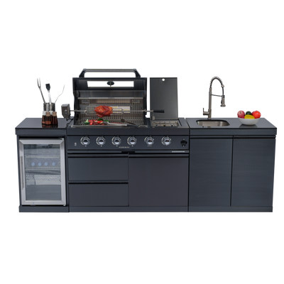 CheryLife 98-Inch 4-Burner Outdoor Gas Grill Island w/ Fridge & Sink