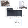 Cherylife 65-Inch 4-Burner 72,000 BTU Natural Gas Grill Island – Outdoor Kitchen with Round Side Burner, Rotisserie, Granite Countertop, Sink & Faucet