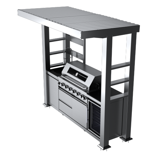 CheryLife 94-Inch 6-Burner 85000 BTU Outdoor Kitchen Gas Grill - 304 Stainless Steel BBQ Island with Wine Cooler, Fridge, Granite Countertops & Rotisserie