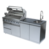 Cherylife 85-Inch 6-Burner 85,000 BTU Gas Grill Island – Outdoor Kitchen with Rotisserie, Granite Countertops, Stainless Steel Sink/Faucet & Storage