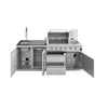 CheryLife 85-Inch 4-Burner 72000 BTU Deluxe Stainless Steel Gas Outdoor Kitchen Bar Barbecue Island Grill + Wine Cooler Compact Refrigerator + Rotisserie kit + Granite Countertops + Stainless steel Sink
