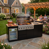 Cherylife 96-Inch 6-Burner 85,000 BTU Gas Grill Island – Outdoor Kitchen with Wine Cooler, Refrigerator, Rotisserie, Stainless Steel Countertop & Storage