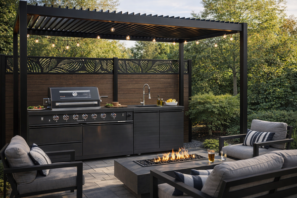 Cherylife 65-Inch 4-Burner 72,000 BTU Natural Gas Grill Island – Outdoor Kitchen with Round Side Burner, Rotisserie, Granite Countertop, Sink & Faucet