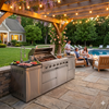 Cherylife 85-Inch 4-Burner 72,000 BTU Gas Grill Island – Outdoor Kitchen with Rotisserie, Granite Countertops, Stainless Steel Sink & Storage