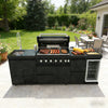 Cherylife 115-Inch 6-Burner 85,000 BTU Gas Grill Island – Outdoor Kitchen with Wine Cooler, Refrigerator, Rotisserie, Granite Countertops & Sink