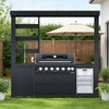 Cherylife 94-Inch 6-Burner 85,000 BTU Natural Gas Grill Island – Outdoor Kitchen with Wine Cooler, Refrigerator, Rotisserie, Granite Countertops & Storage