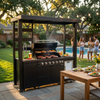 Cherylife 94-Inch 6-Burner 85,000 BTU Natural Gas Grill Island – Outdoor Kitchen with Wine Cooler, Refrigerator, Rotisserie, Granite Countertops & Storage