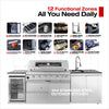 Cherylife 85-Inch 6-Burner 85,000 BTU Gas Grill Island – Outdoor Kitchen with Wine Cooler, Refrigerator, Rotisserie, Granite Countertops & Storage