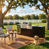 Cherylife NG 98-Inch 4-Burner 72,000 BTU Natural Gas Grill Island – Outdoor Kitchen with Wine Cooler, Refrigerator, Rotisserie, Stainless Steel Countertop & Storage